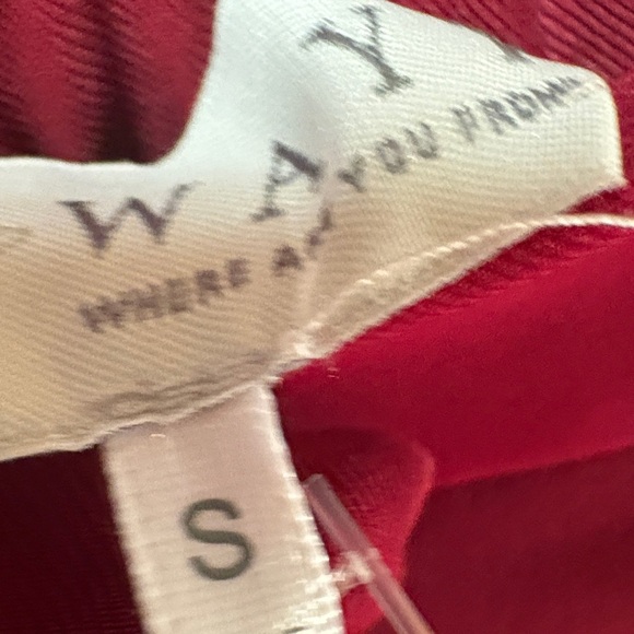 NWT WAYF Paints Suit Set Wide Leg Tailored Trousers Feather Trim Berry Red Small - Picture 6 of 9